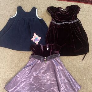 Vintage Bubdle of Three Velvet and Corduroy Dresses